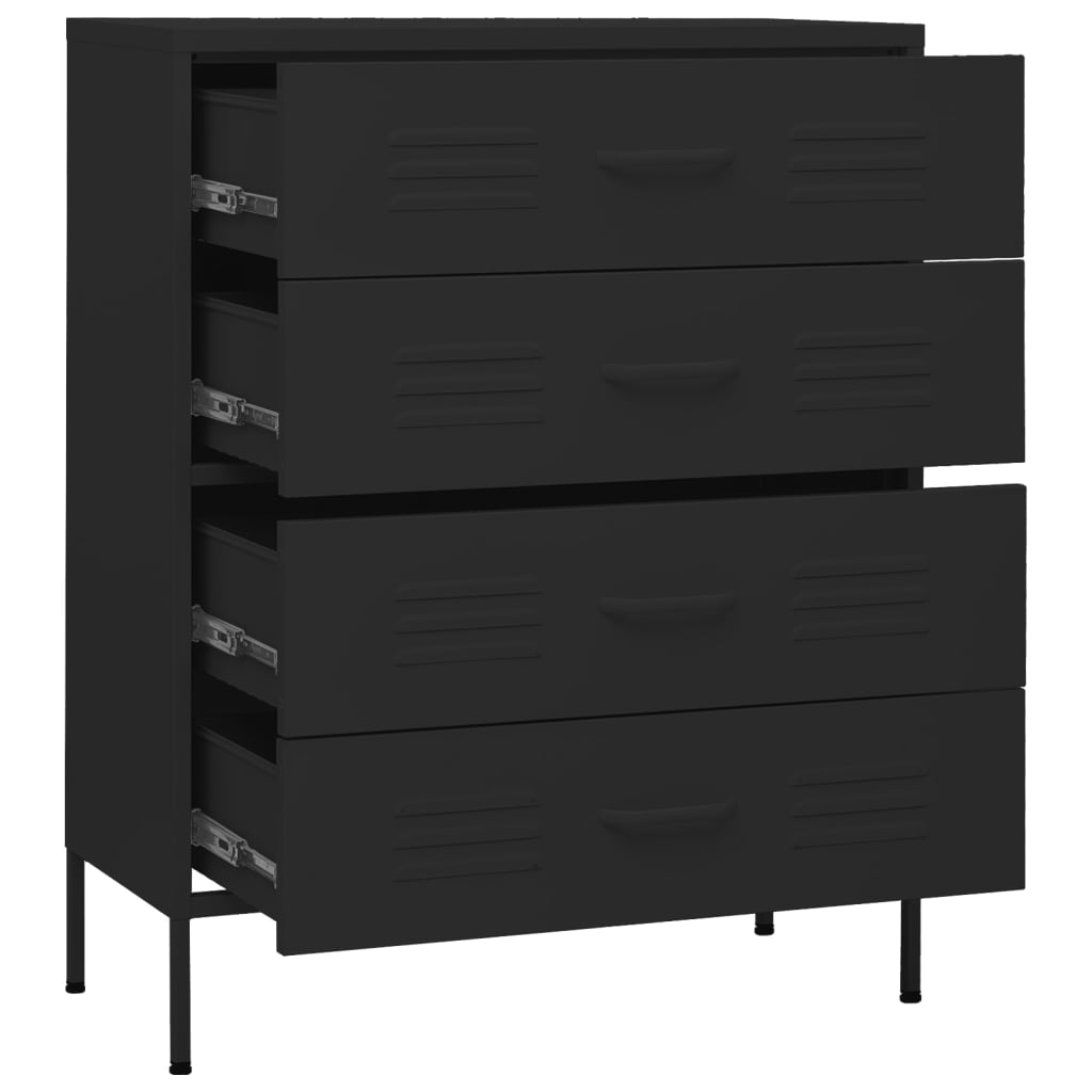 chest-of-drawers-black-80x35x101-5-cm-steel At Willow and Wine