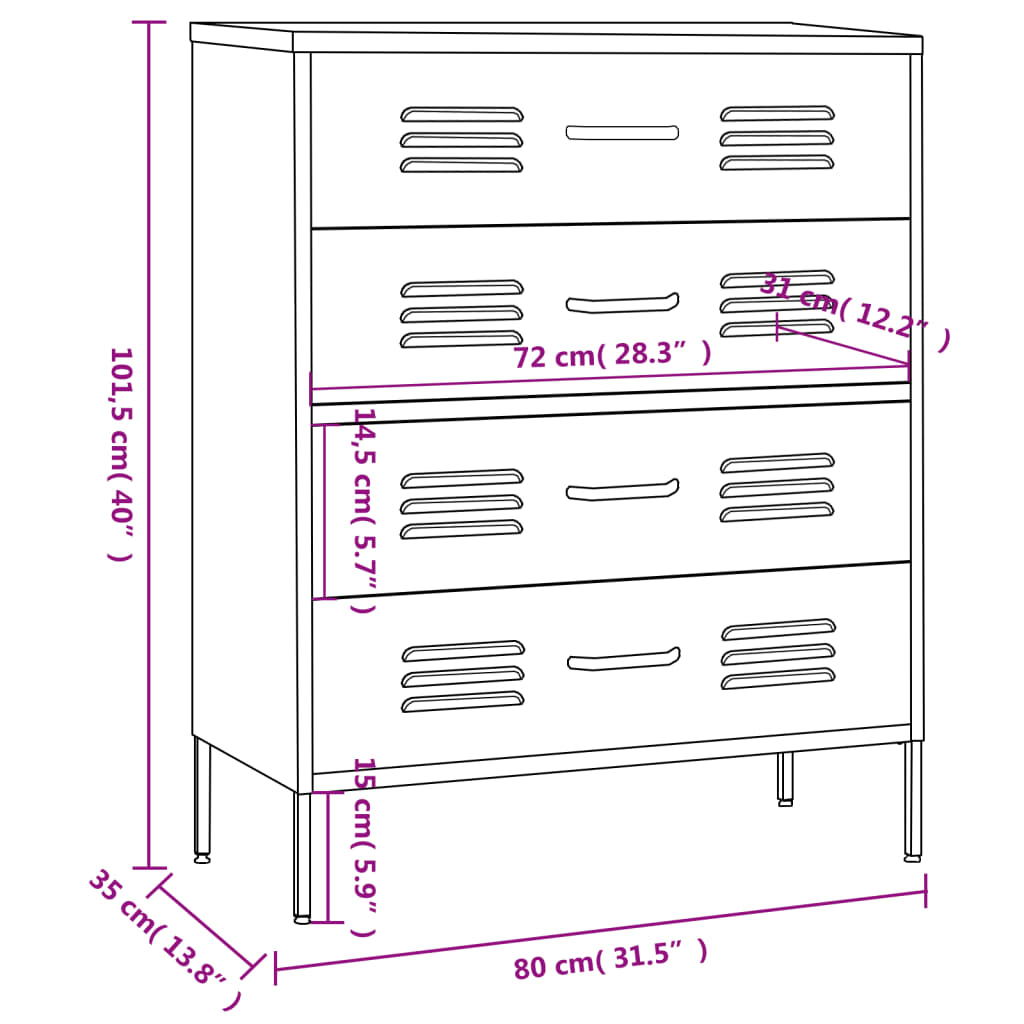 chest-of-drawers-black-80x35x101-5-cm-steel At Willow and Wine