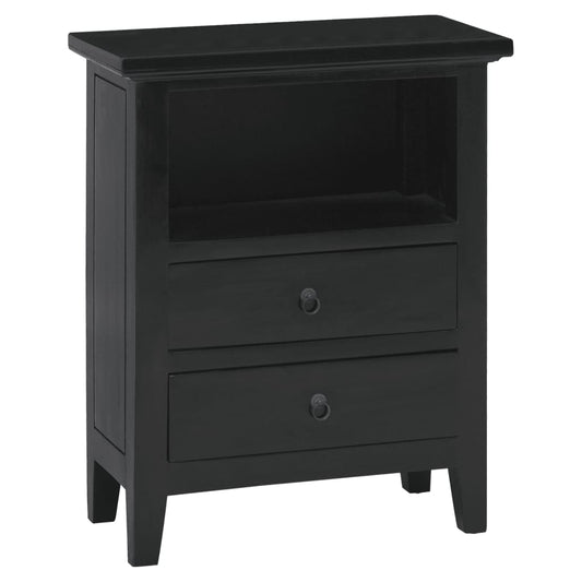 vidaXL Bedside Cabinet Black 60x30x75 cm Solid Wood Mahogany at Willow and Wine!