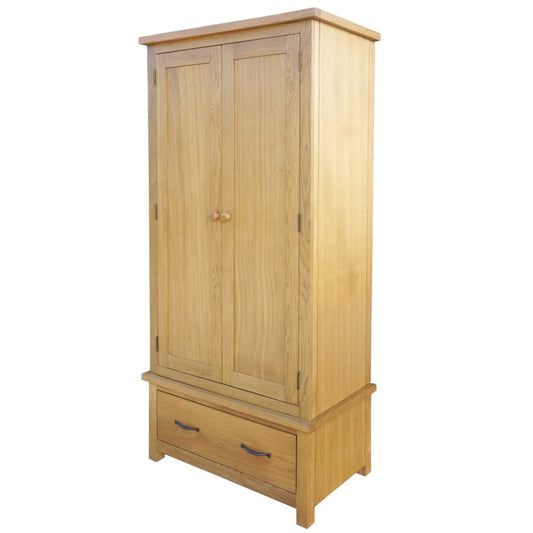 vidaXL Wardrobe with 1 Drawer 90x52x183 cm Solid Oak Wood at Willow and Wine!