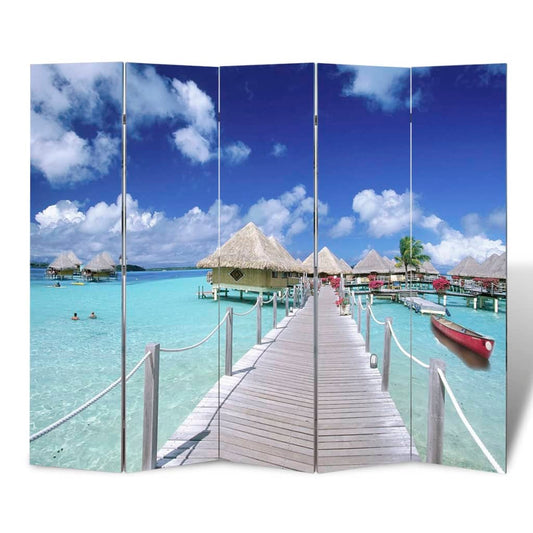 vidaXL Folding Room Divider 200x170 cm Beach at Willow and Wine!