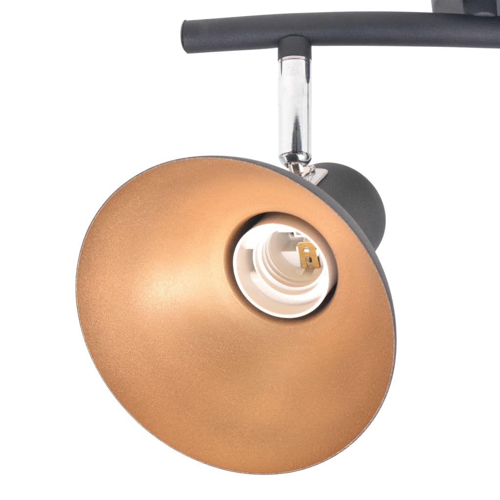 vidaXL Ceiling Lamp for 2 Bulbs E27 Black and Gold