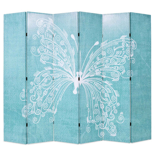 vidaXL Folding Room Divider 228x170 cm Butterfly Blue at Willow and Wine!