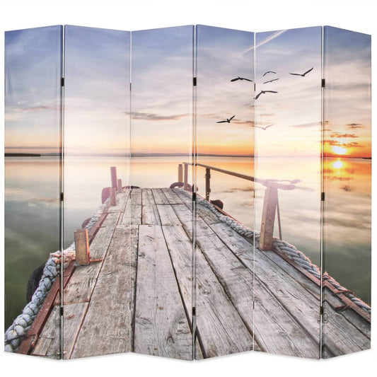 vidaXL Folding Room Divider 228x170 cm Lake at Willow and Wine!