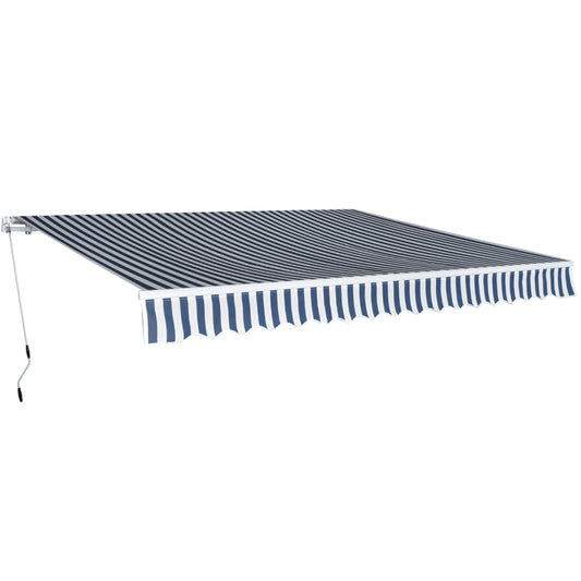 vidaXL Folding Awning Manual Operated 400 cm Blue/White