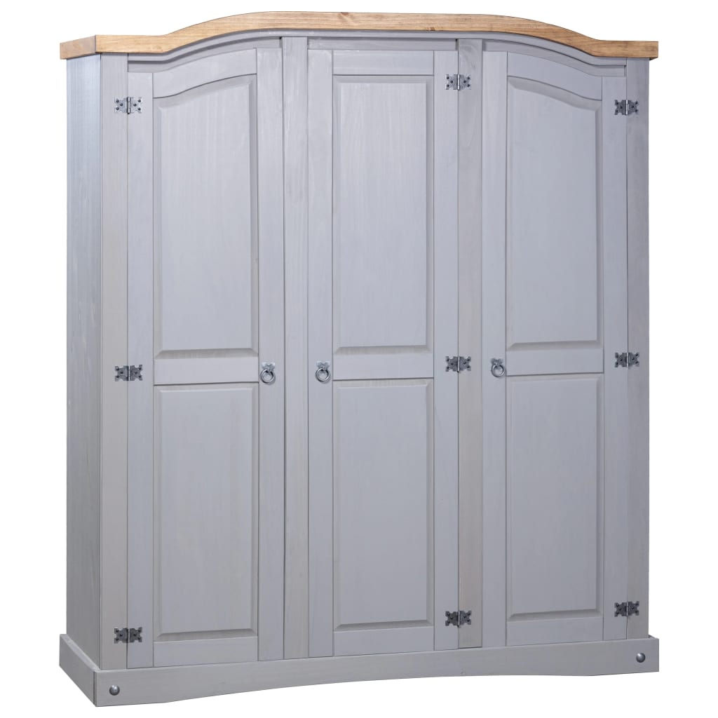 wardrobe-mexican-pine-corona-range-3-doors-grey At Willow and Wine