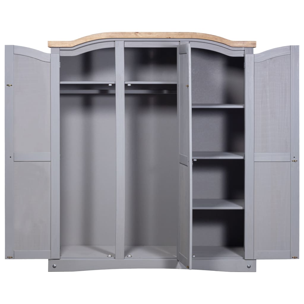 wardrobe-mexican-pine-corona-range-3-doors-grey At Willow and Wine