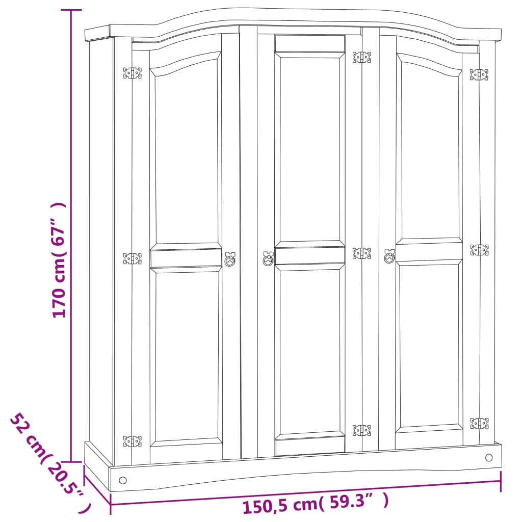 wardrobe-mexican-pine-corona-range-3-doors-grey At Willow and Wine