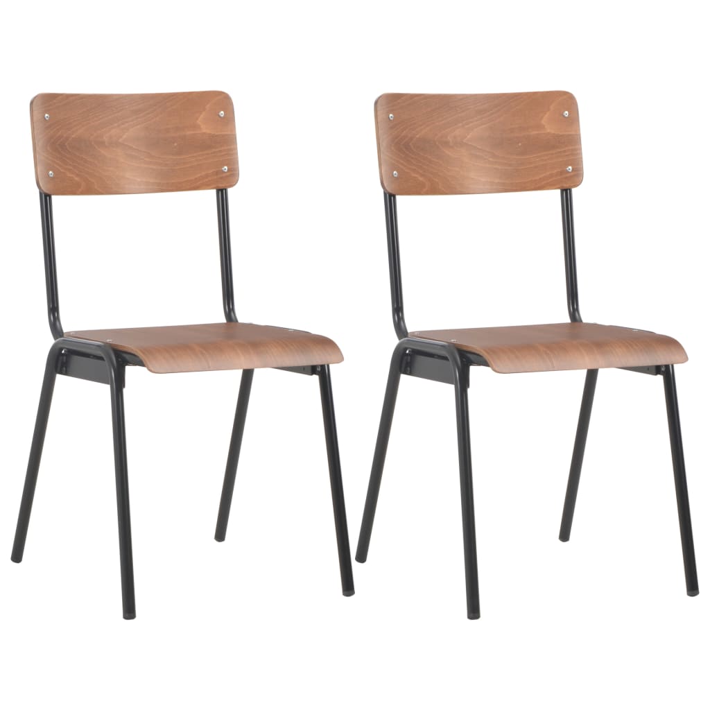 dining-chairs-2-pcs-brown-solid-plywood-steel At Willow and Wine