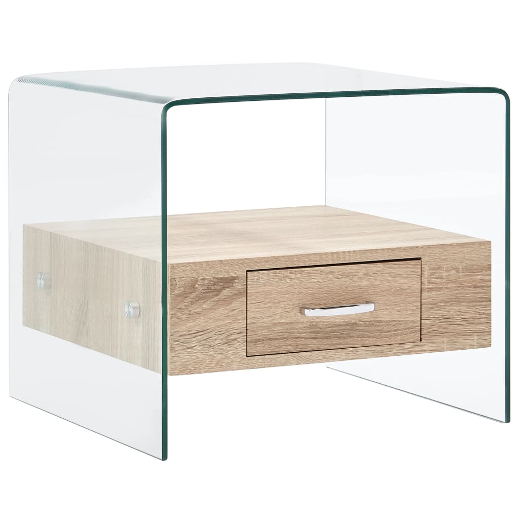 vidaXL Coffee Table with Drawer 50x50x45 cm Tempered Glass at Willow and Wine!