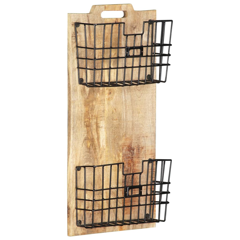 vidaXL Wall-mounted Magazine Rack 33x10x67 cm Solid Rough Mango Wood at Willow and Wine!