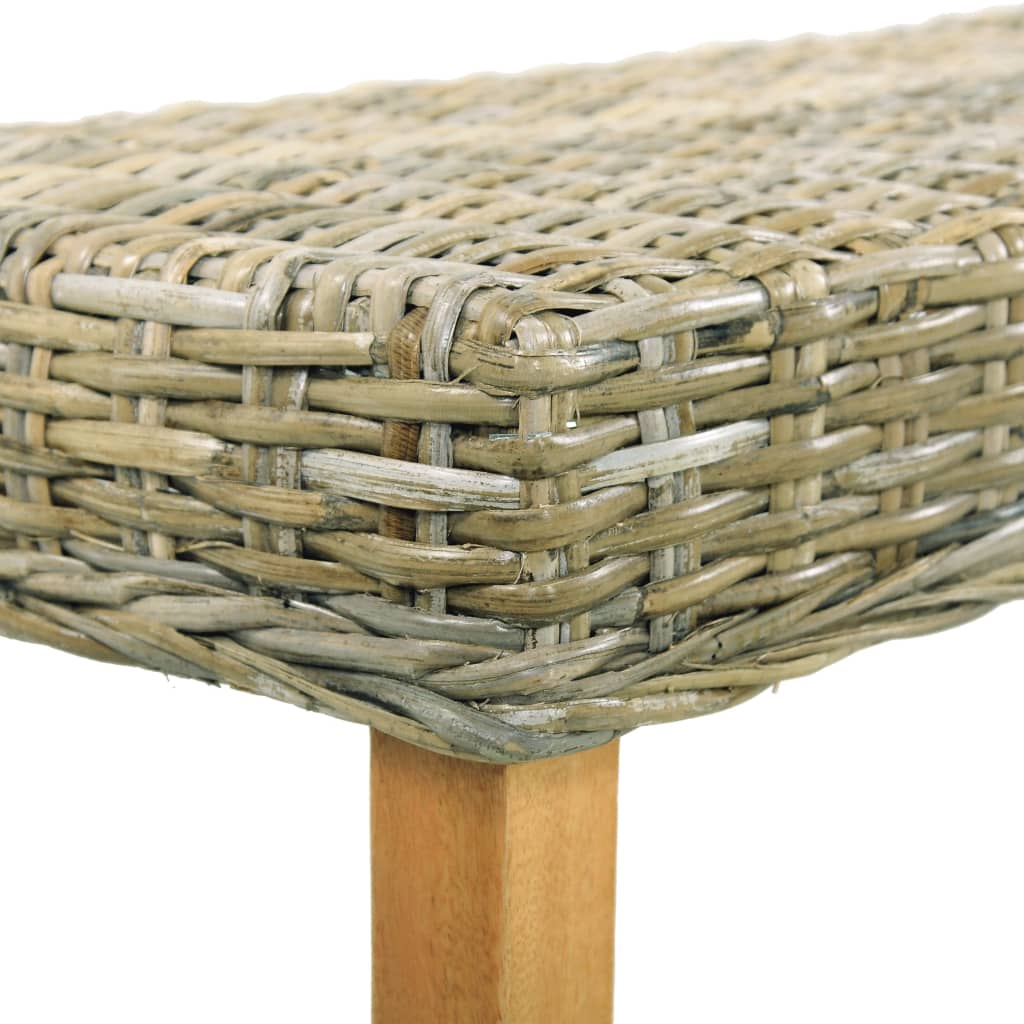 vidaXL Bench 160 cm Natural Kubu Rattan and Solid Mango Wood