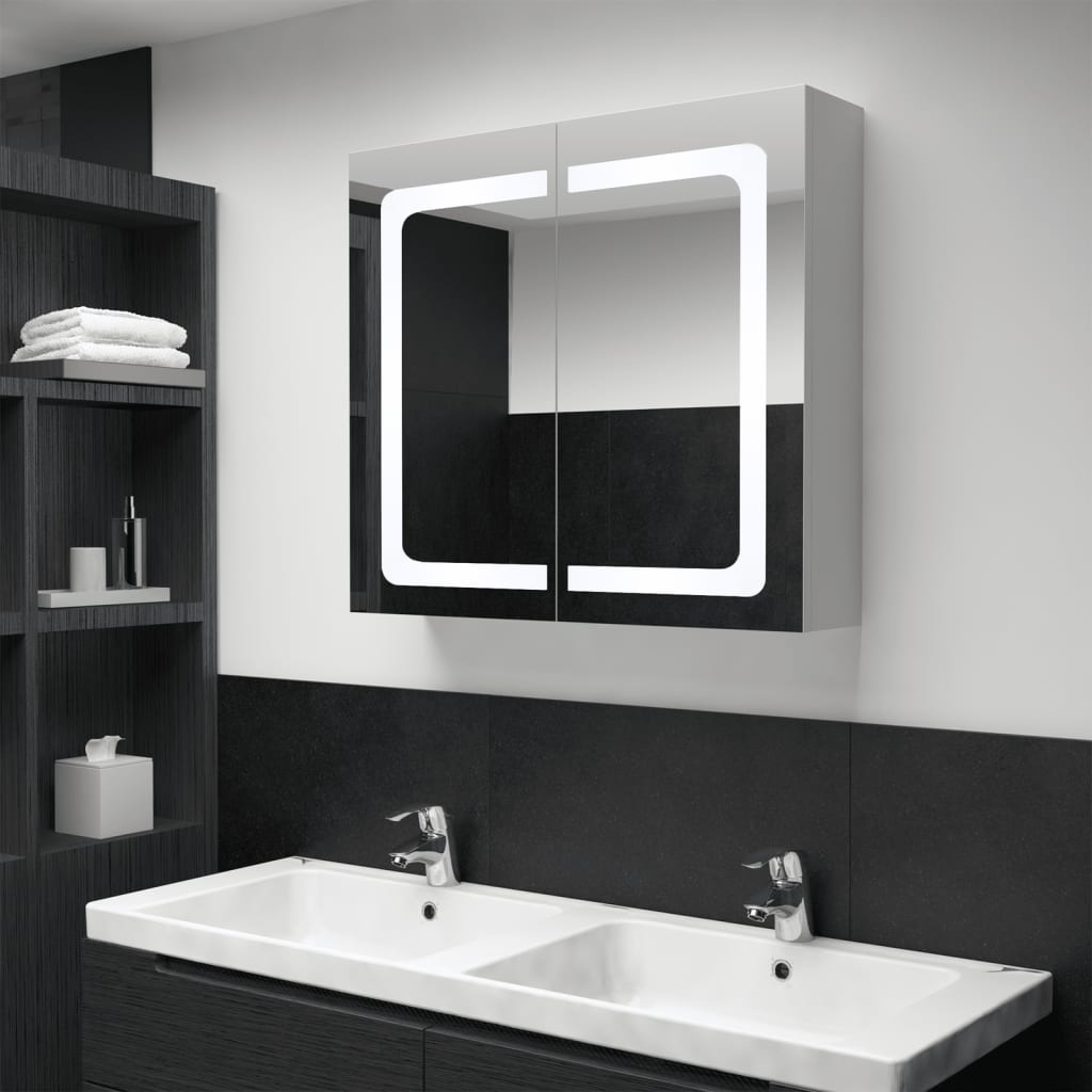 vidaXL LED Bathroom Mirror Cabinet 80x12.2x68 cm at Willow and Wine!