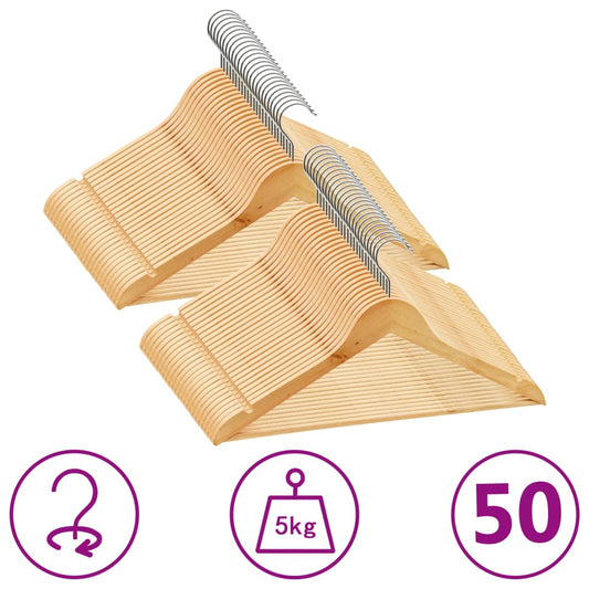 vidaXL 50 pcs Clothes Hanger Set Non-slip Hardwood