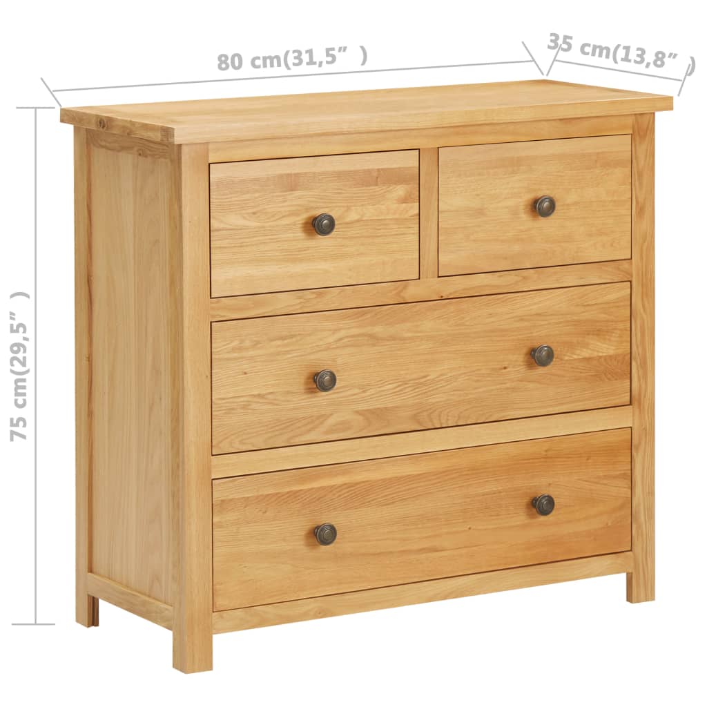 vidaXL Chest of Drawers 80x35x75 cm Solid Oak Wood