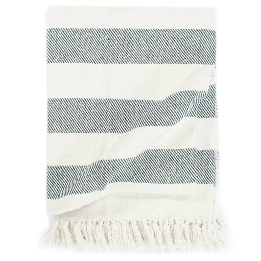 throw-cotton-stripe-125x150-cm-dark-green At Willow and Wine