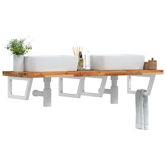 vidaXL Basin Shelf Wall Mounted Steel and Solid Wood Acacia