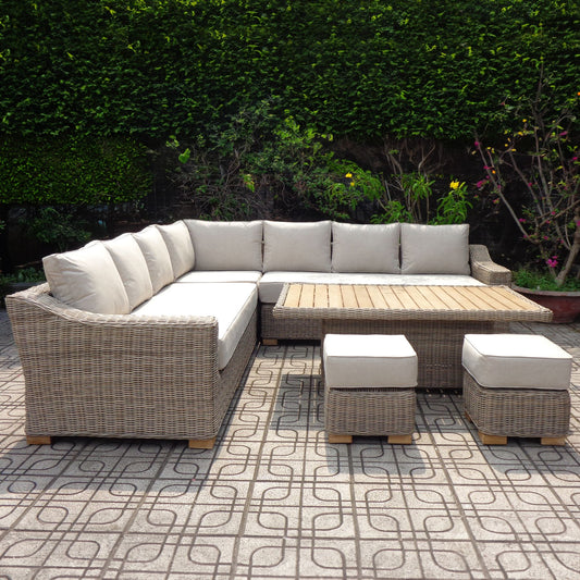 Capri Outdoor Large Corner Set With Riser Table + 2 Stools