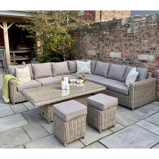 Amalfi Outdoor Large Corner Set With Riser Table + 2 Stools