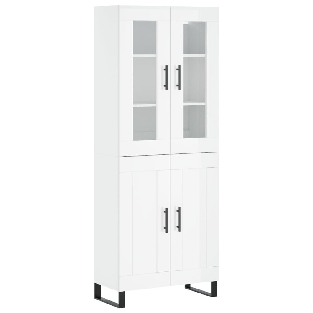 vidaXL Highboard High Gloss White 69.5x34x180 cm Engineered Wood