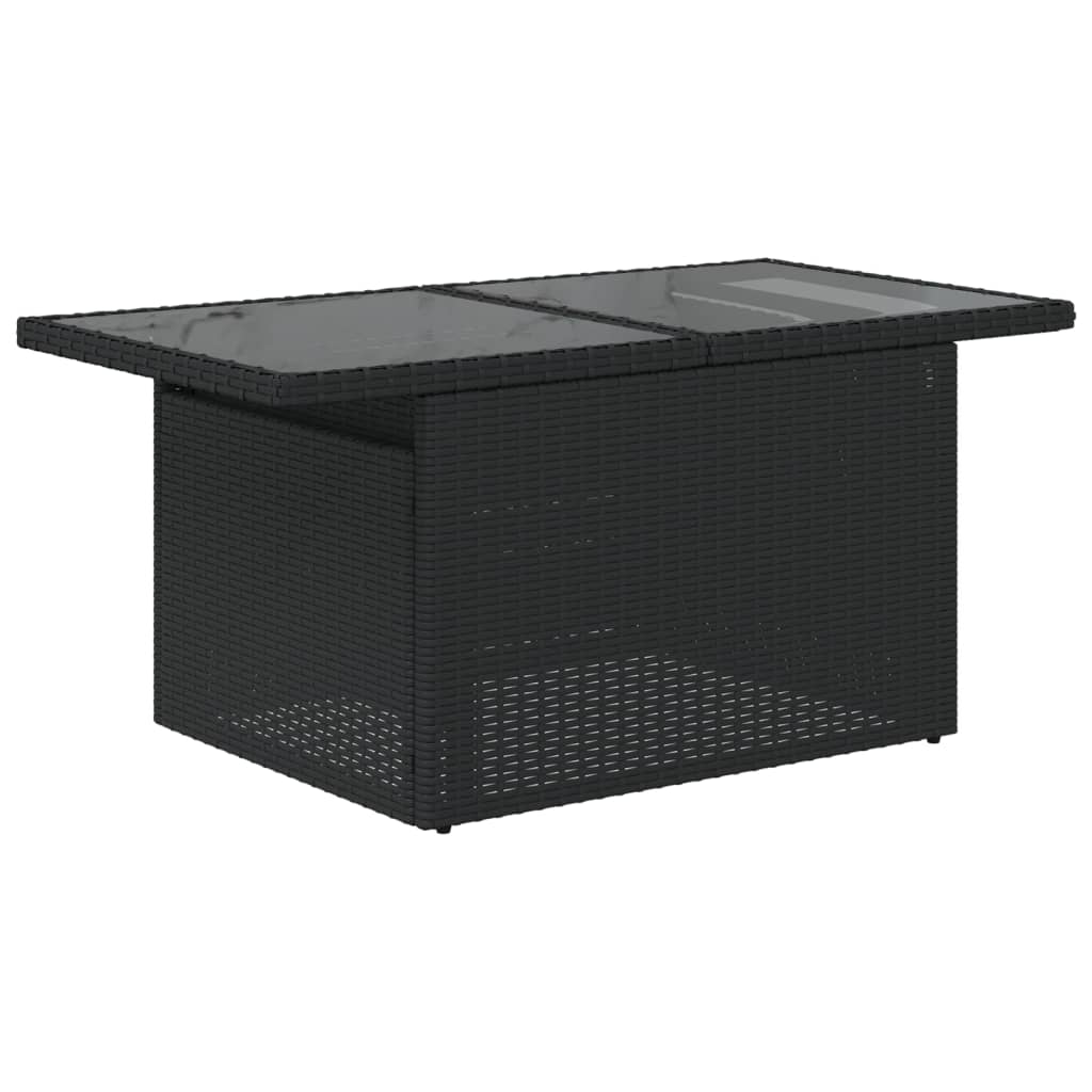 vidaXL Garden Table with Glass Top Black 100x55x73 cm Poly Rattan