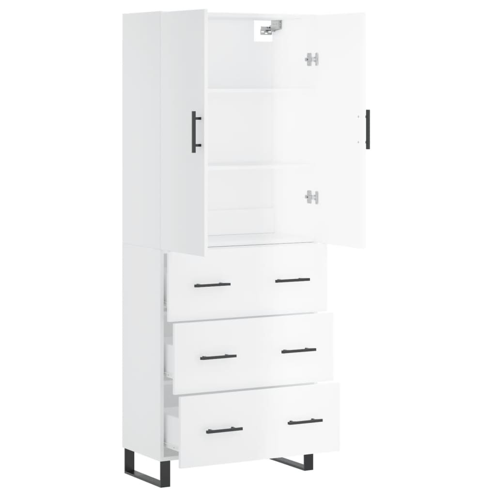 vidaXL Highboard High Gloss White 69.5x34x180 cm Engineered Wood