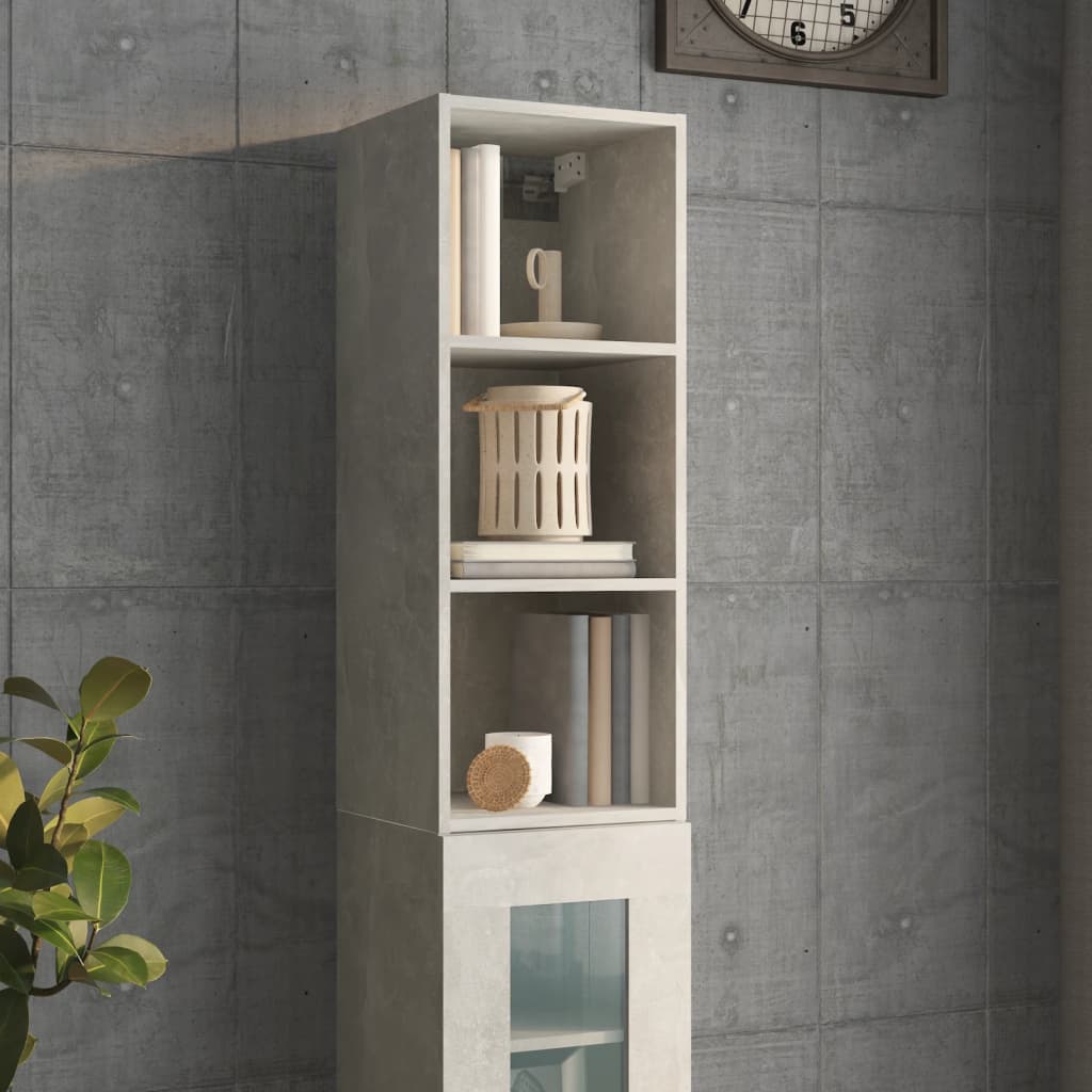 vidaXL Wall Cabinet Concrete Grey 34.5x32.5x90 cm Engineered Wood