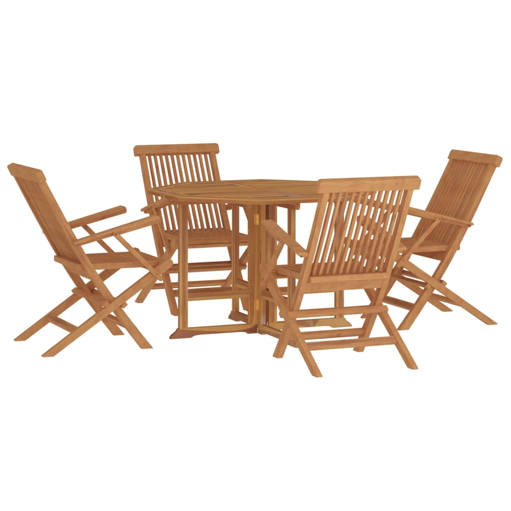 vidaXL 5 Piece Folding Outdoor Dining Set Solid Wood Teak