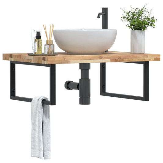 vidaXL Basin Shelf Wall Mounted Steel and Solid Wood Acacia