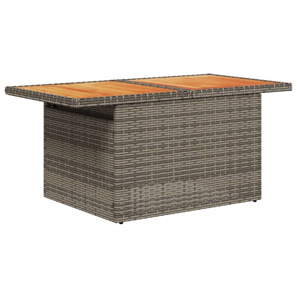 vidaXL Garden Table Grey 100x55x73 cm Poly Rattan and Acacia Wood