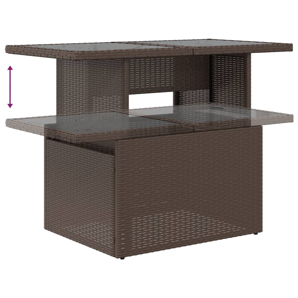 vidaXL Garden Table with Glass Top Brown 100x55x73 cm Poly Rattan