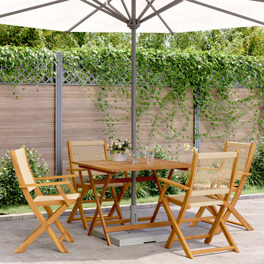 vidaXL 5 Piece Garden Dining Set Beige Polypropylene and Solid Wood