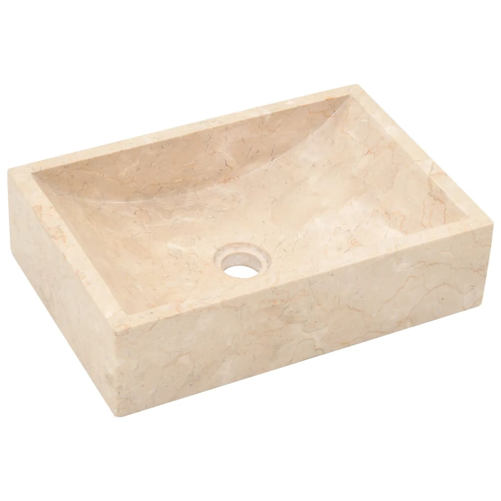 vidaXL Bathroom Vanity Cabinet with Cream Marble Sinks Solid Wood Teak