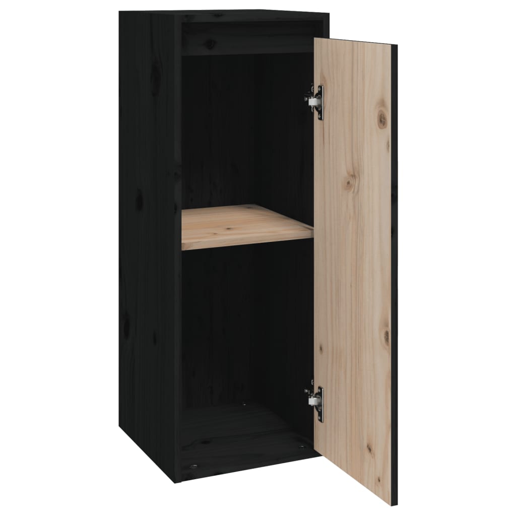 vidaXL Wall Cabinet Black 30x30x80 cm Solid Wood Pine