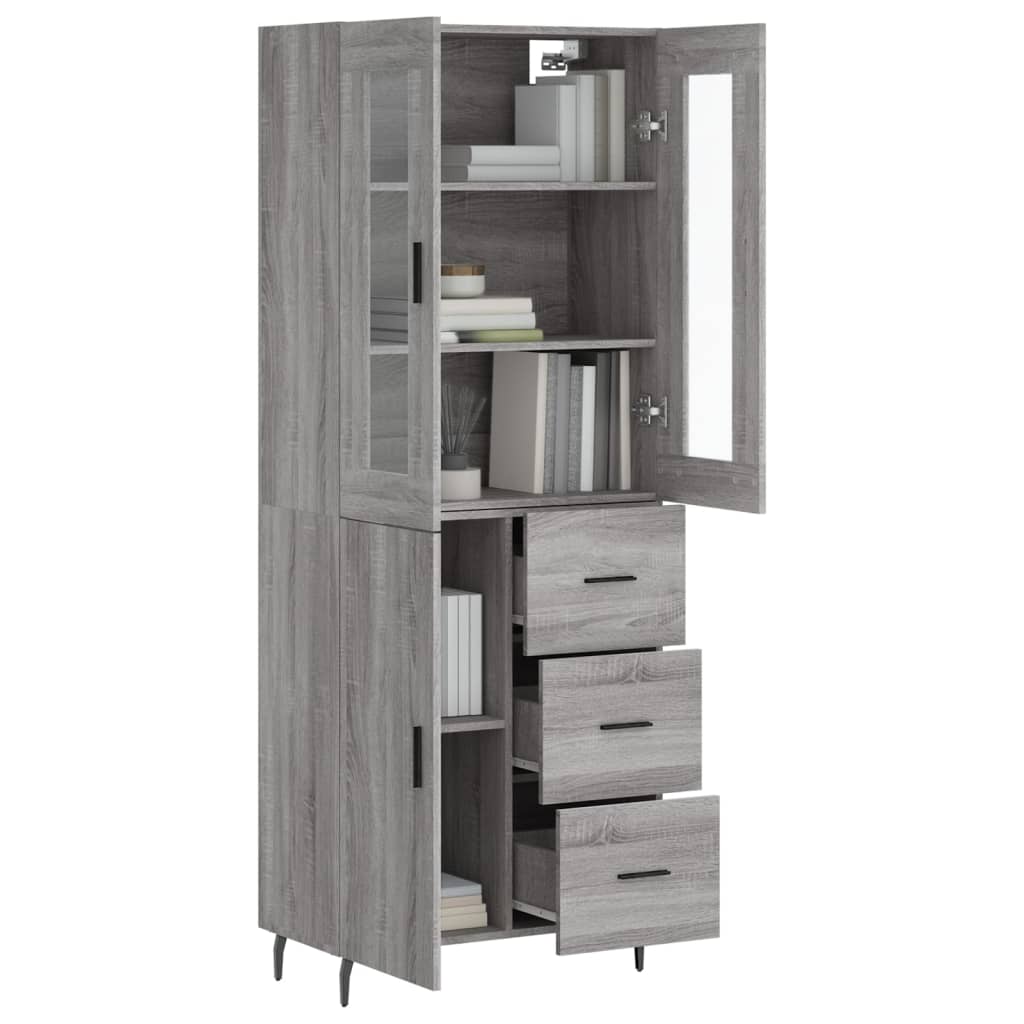 vidaXL Highboard Grey Sonoma 69.5x34x180 cm Engineered Wood