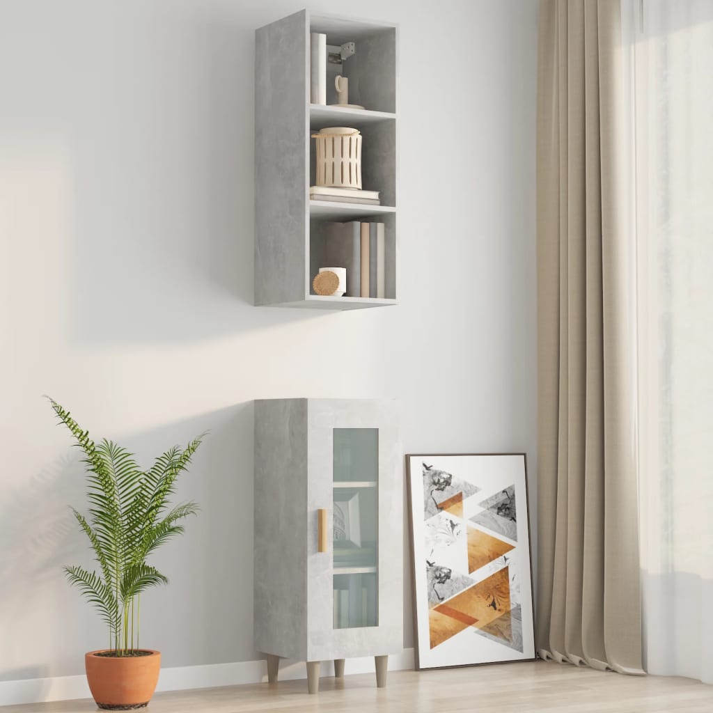 vidaXL Wall Cabinet Concrete Grey 34.5x32.5x90 cm Engineered Wood