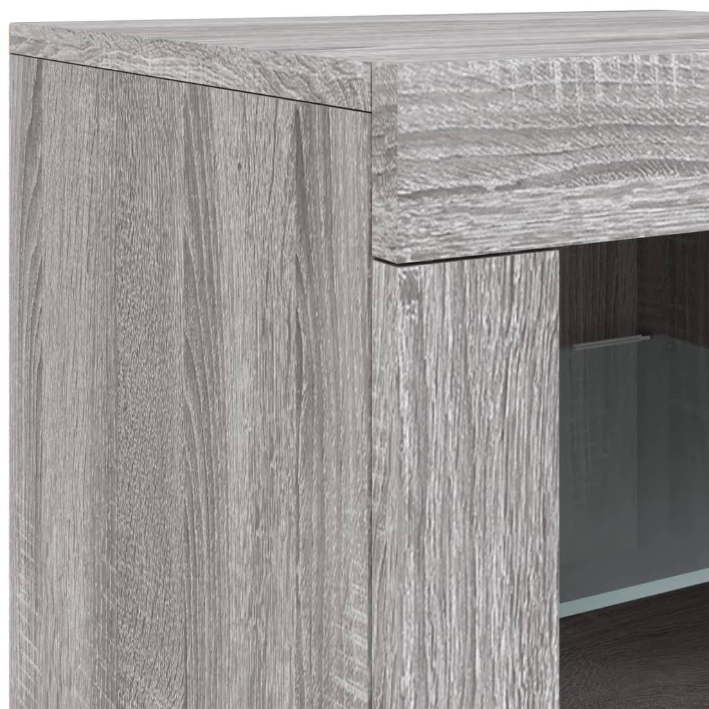 vidaXL Sideboard with LED Lights Grey Sonoma 163x37x67 cm