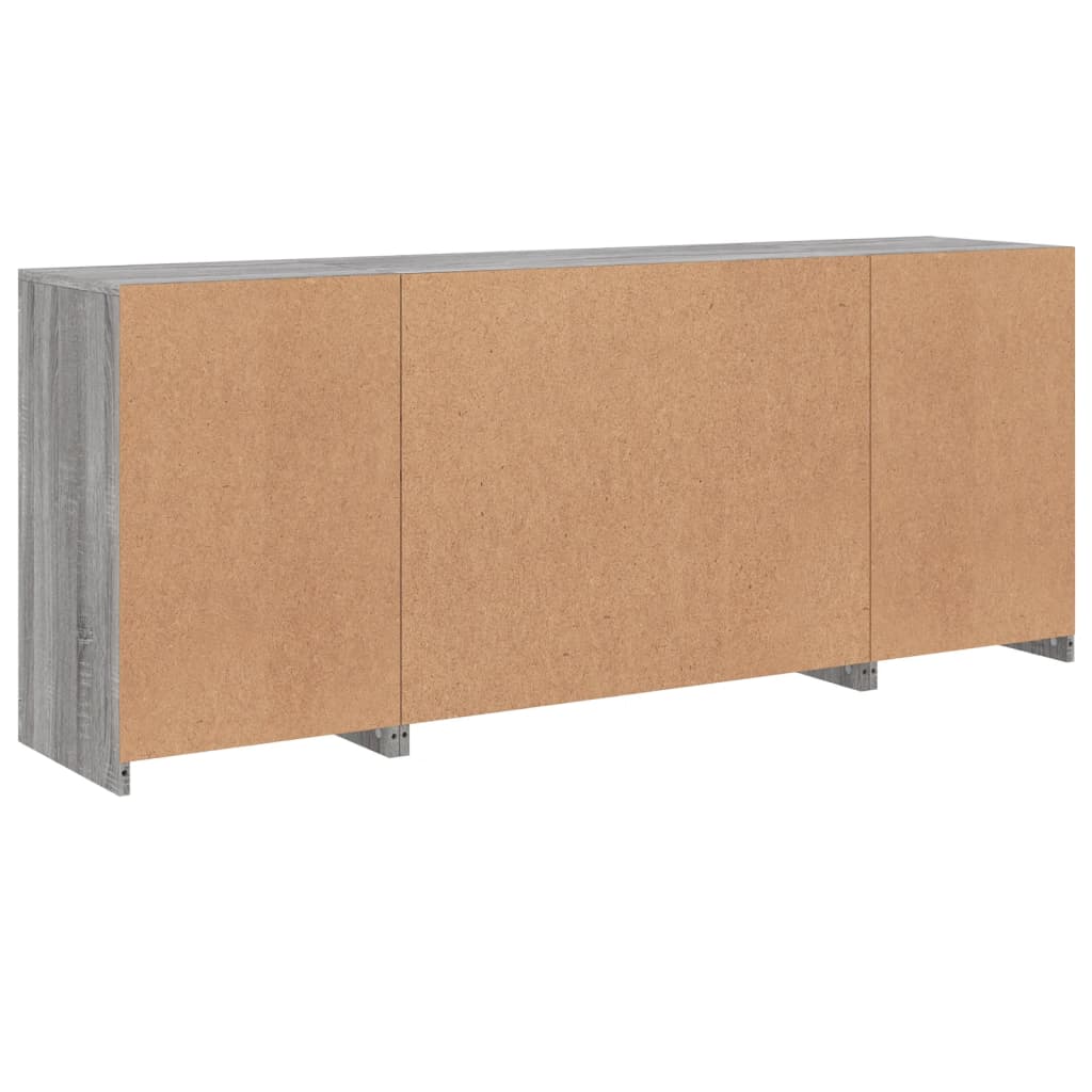 vidaXL Sideboard with LED Lights Grey Sonoma 163x37x67 cm