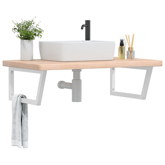 vidaXL Basin Shelf Wall Mounted Steel and Solid Wood Oak