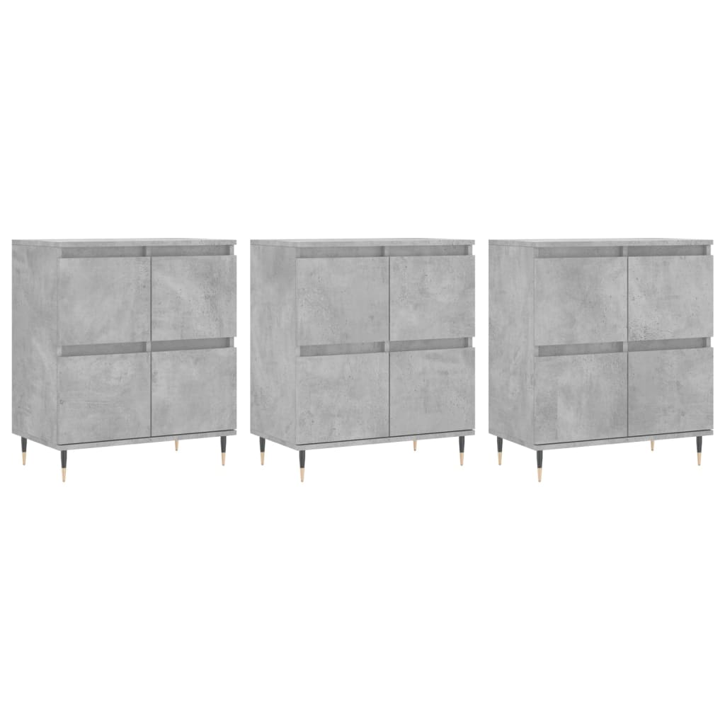 vidaXL Sideboards 3 pcs Concrete Grey Engineered Wood