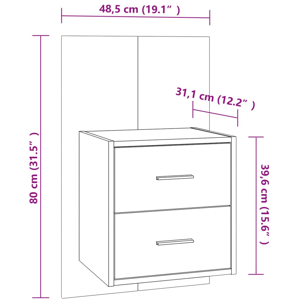 vidaXL Wall-mounted Bedside Cabinets 2 pcs White