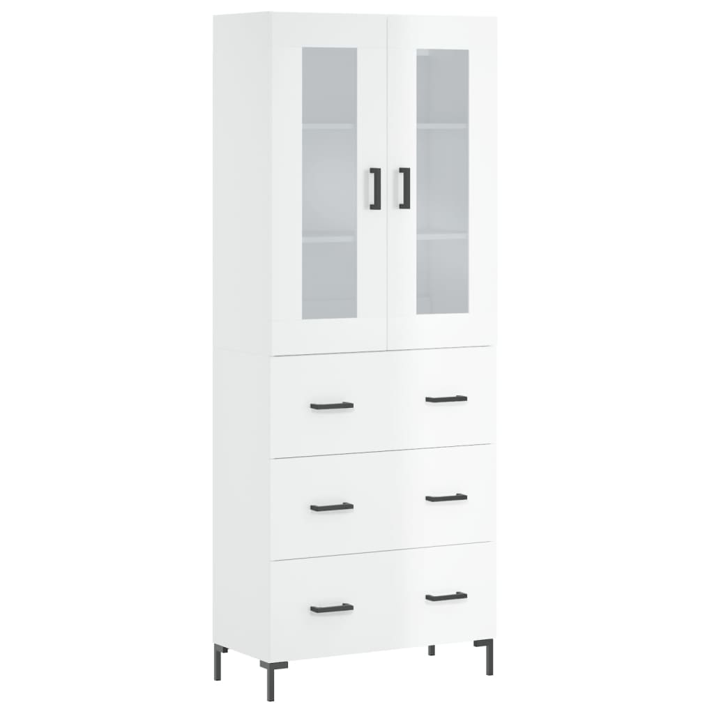 vidaXL Highboard High Gloss White 69.5x34x180 cm Engineered Wood