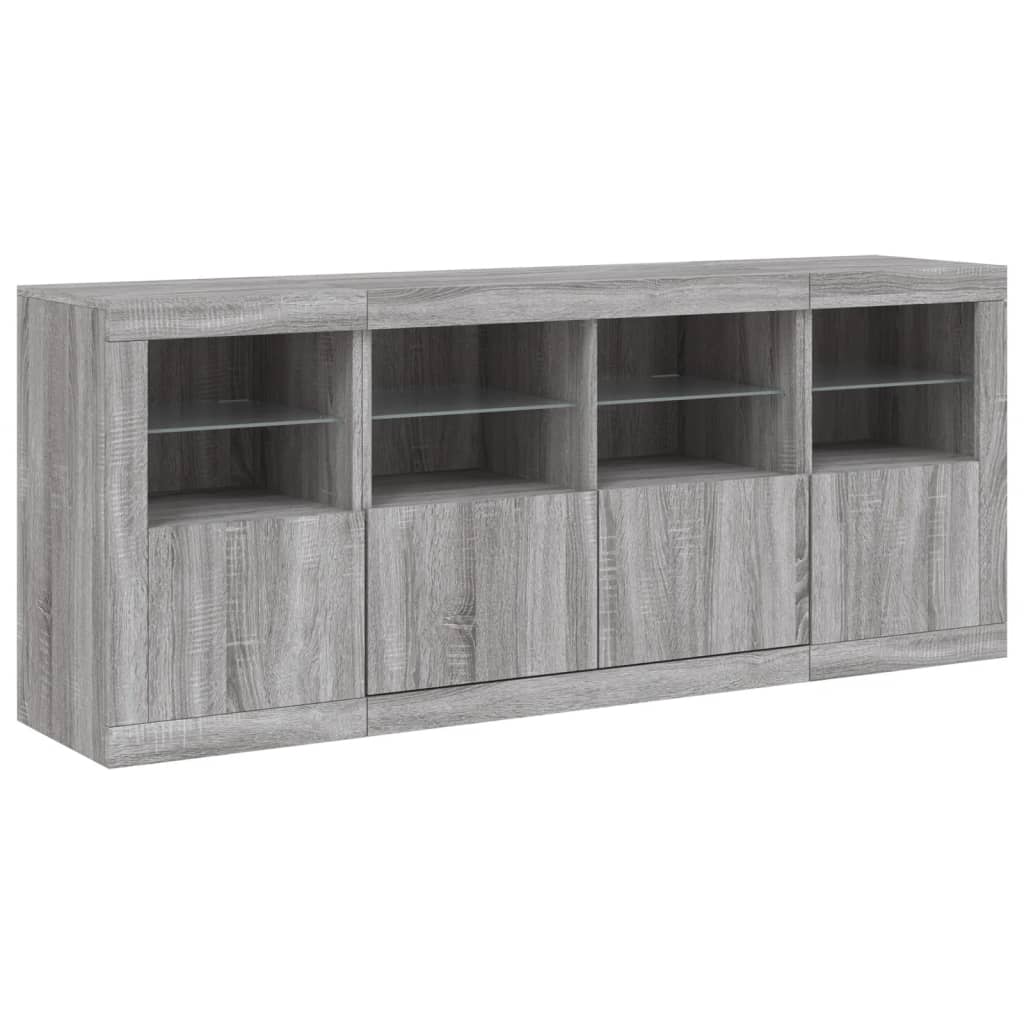 vidaXL Sideboard with LED Lights Grey Sonoma 163x37x67 cm