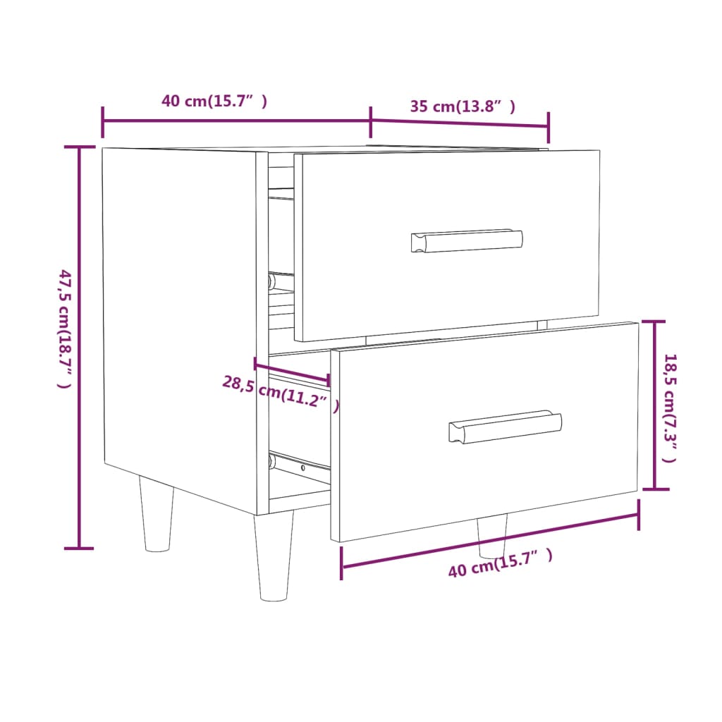 vidaXL Bed Cabinet Brown Oak 40x35x47.5 cm