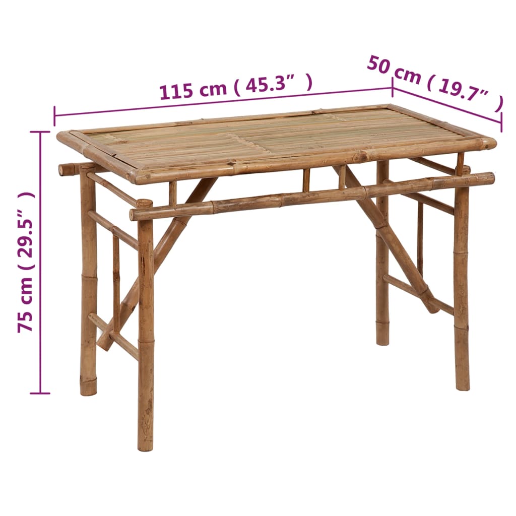 vidaXL Folding Garden Table 115x50x75 cm Bamboo