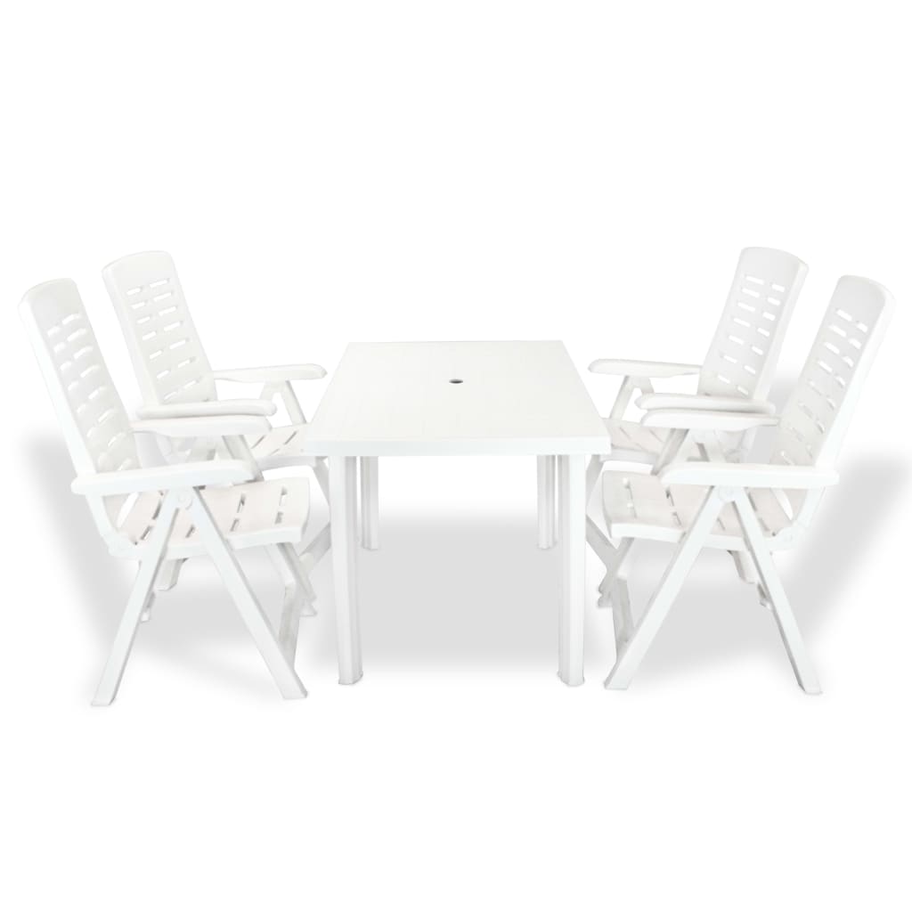 5 Piece Outdoor Dining Set Plastic White at Willow and Wine