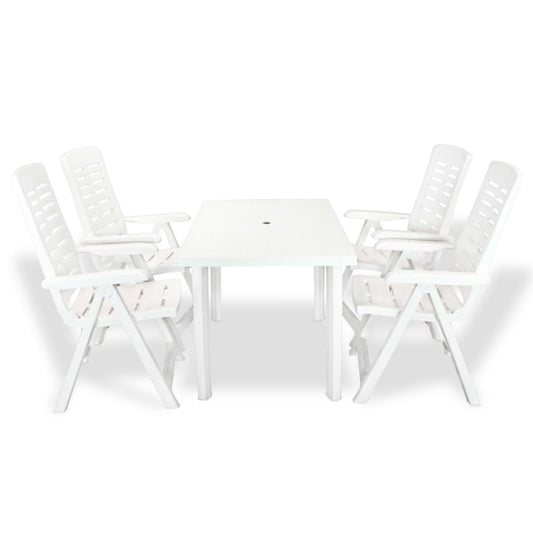 5 Piece Outdoor Dining Set Plastic White at Willow and Wine