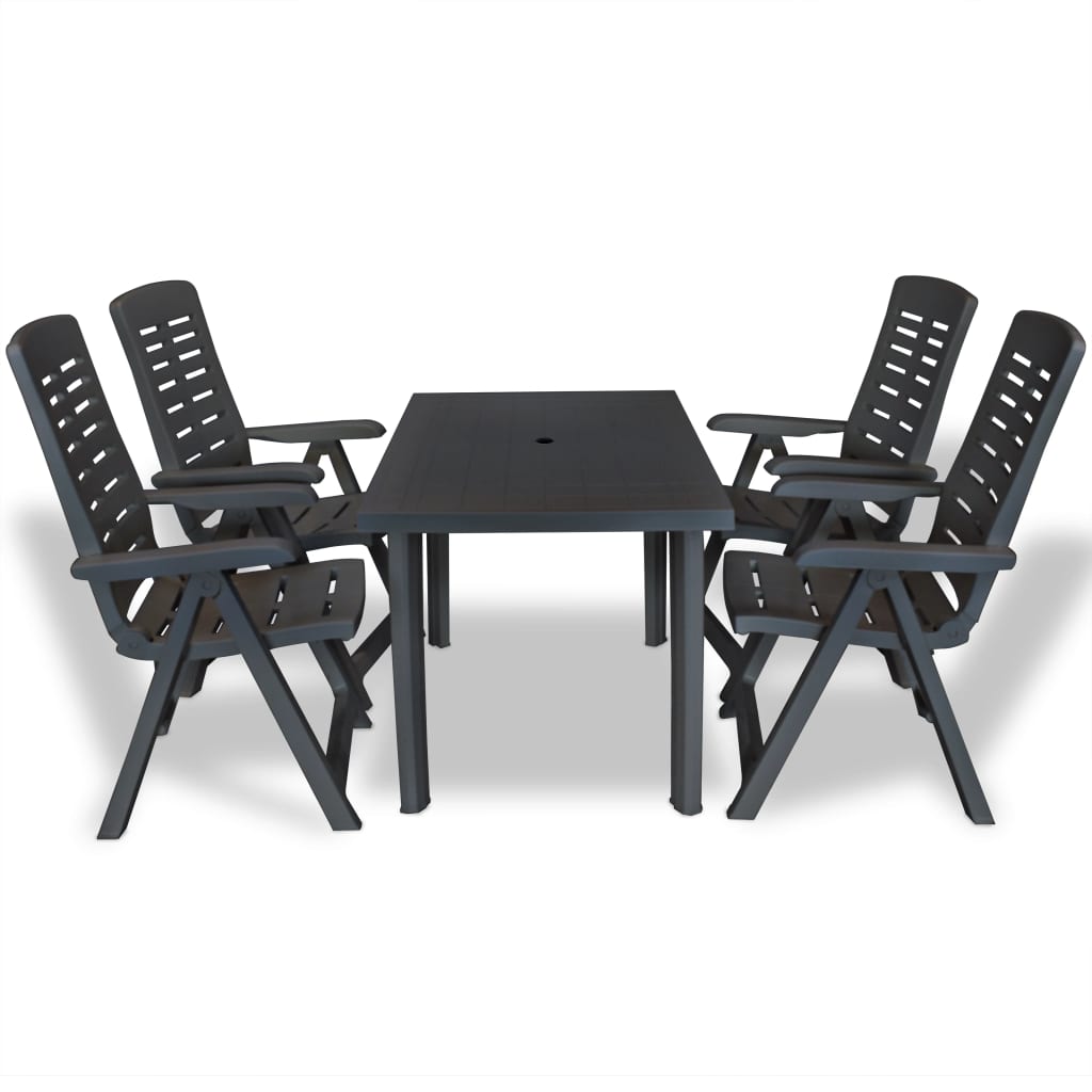 5 Piece Outdoor Dining Set Plastic White at Willow and Wine