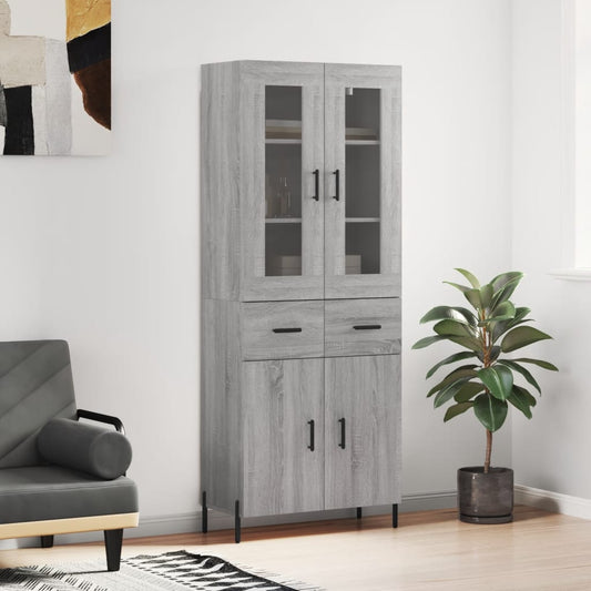 vidaXL Highboard Grey Sonoma 69.5x34x180 cm Engineered Wood