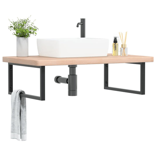 vidaXL Basin Shelf Wall Mounted Steel and Solid Wood Oak